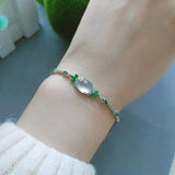 Natural Icy Chalcedony Egg Noodles S925 Sterling Silver Inlaid Ice Temperament