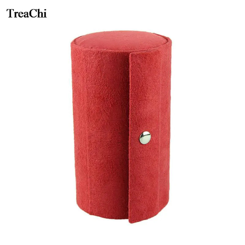 Cylinder Flannel Jewelry Organizer Box 3 Layer