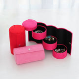 Velvet Jewelry Storage Roll Case Cylinder Shape