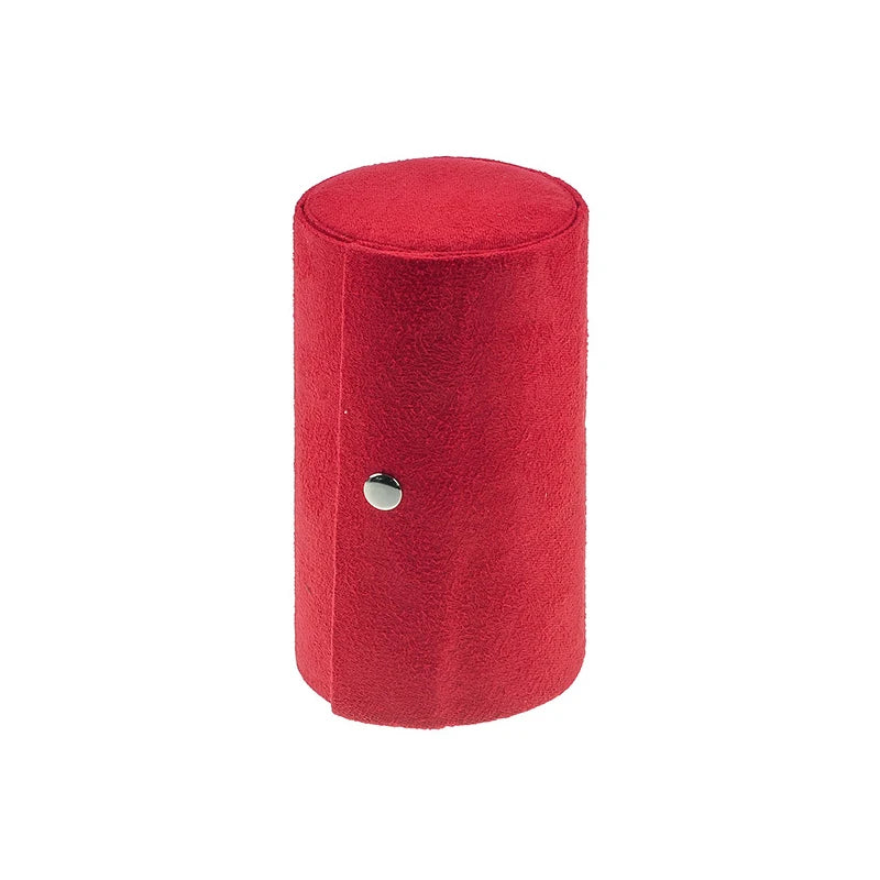 Velvet Jewelry Storage Roll Case Cylinder Shape