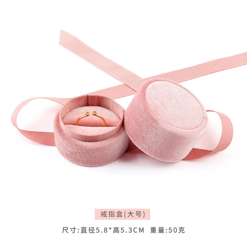 Sweet Pink Flannel Ring Box Jewelry Organizer