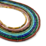 Agate Crystal Stone Beads Colorful Round Tube DIY Jewelry Making 2x4mm