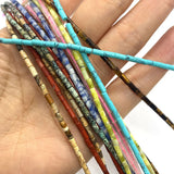 Agate Crystal Stone Beads Colorful Round Tube DIY Jewelry Making 2x4mm