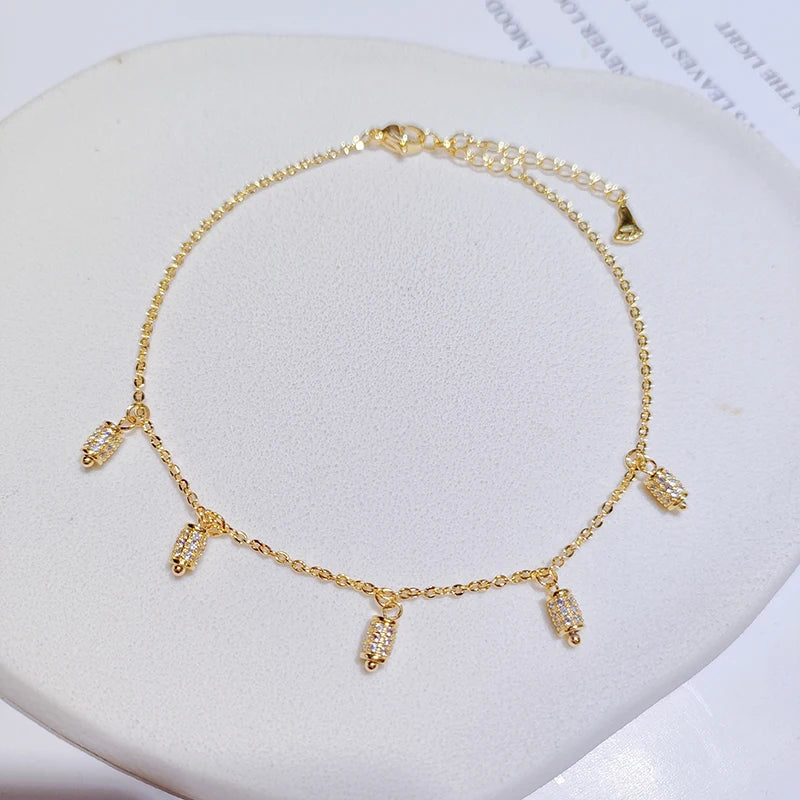 Cylindrical Pendant Anklet Foot Chain Yoga Beach Leg Bracelet