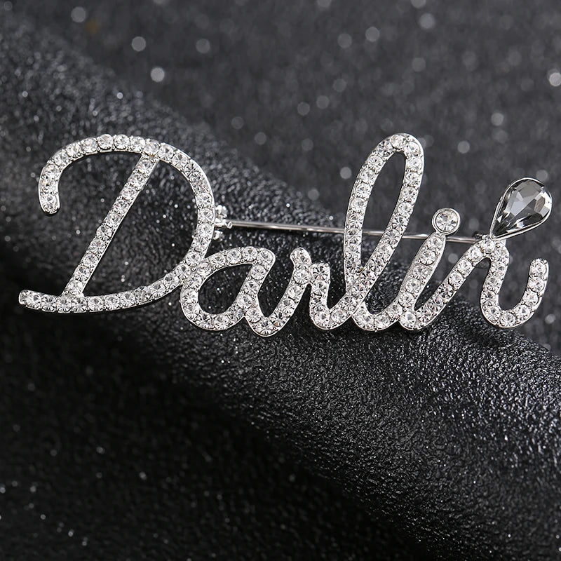 Cytheria Crystal Letter Pins Brooches for Women Men