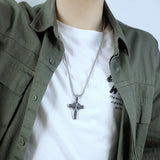 Cyue Punk Stainless Steel Necklace Retro Cross Pendant ZYN082