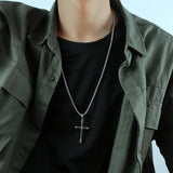 Cyue 316L Stainless Steel Cross Pendant Necklace Chain for Boys 55CM