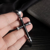 Cyue 316L Stainless Steel Cross Pendant Necklace Chain for Boys 55CM