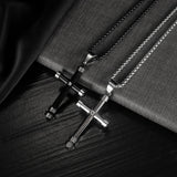 Cyue 316L Stainless Steel Cross Pendant Necklace Chain for Boys 55CM