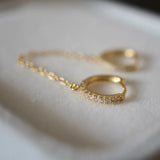 Silver Chain Hoop Earrings Huggie Double Hoop