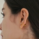 Silver Chain Hoop Earrings Huggie Double Hoop