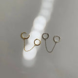 Silver Chain Hoop Earrings Huggie Double Hoop