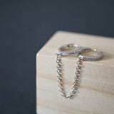 Silver Chain Hoop Earrings Huggie Double Hoop
