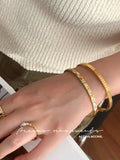 Cz Stone Star Burst Stripe Plated Bangles Women Stainless Steel Cuff Bangle
