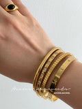 Cz Stone Star Burst Stripe Plated Bangles Women Stainless Steel Cuff Bangle