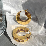 Cz Stone Chunky Hoop Earrings for Women Bold Thick Hoop Earrings