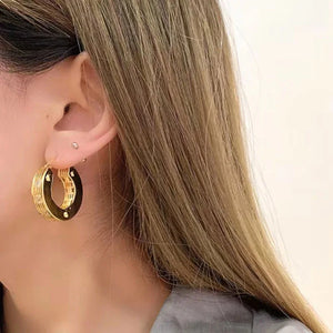 Cz Stone Chunky Hoop Earrings for Women Bold Thick Hoop Earrings