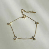CZ Stone Dainty Anklet Stainless Steel Waterproof