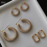 Cz Stone Pave Hoop Earrings for Women Stainless Steel Minimal Jewelry
