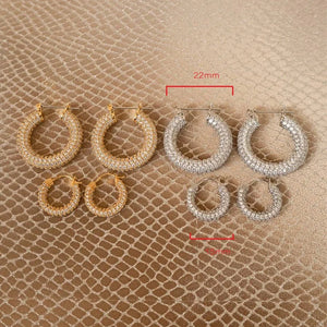 Cz Stone Pave Hoop Earrings for Women Stainless Steel Minimal Jewelry