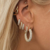 Cz Stone Pave Hoop Earrings for Women Stainless Steel Minimal Jewelry