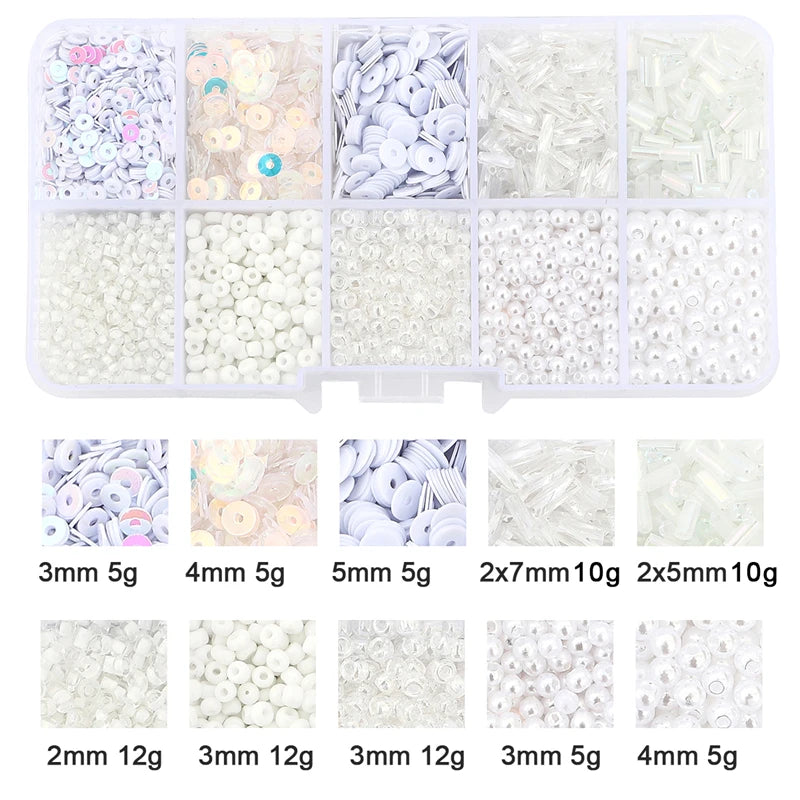 Czech Crystal Glass Seed Beads Sequin Kit Charms Alphabet Beads Box