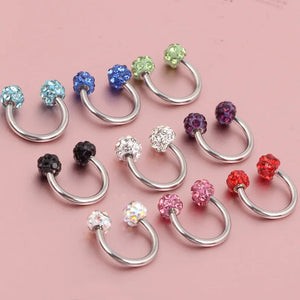 Czech Drill Ear Studs Horseshoe Hoop Ring Nose Clip