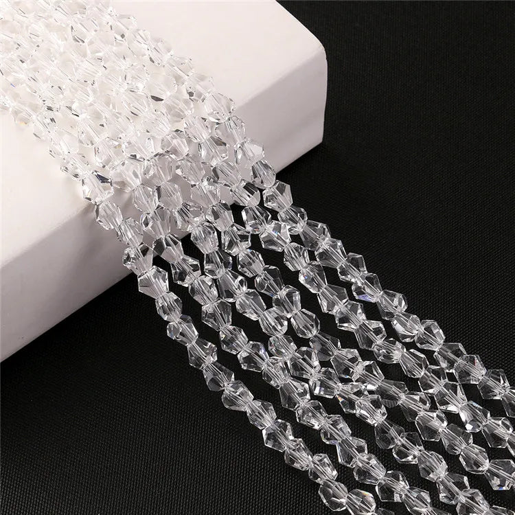 Czech Glass Beads Clear 6/8mm Faceted Crystal Loose Beads