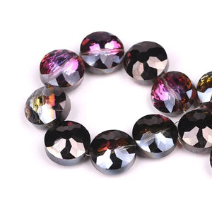 Czech Glass Round Stone Beads 14mm Faceted Crystal Flat Loose Beads DIY Making