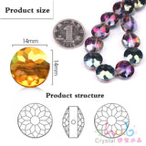 Czech Glass Round Stone Beads 14mm Faceted Crystal Flat Loose Beads DIY Making