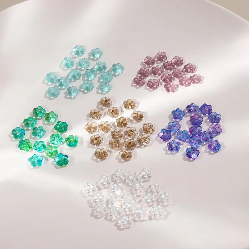 Czech Glass Plum Flowers Beads for DIY Jewelry Earrings