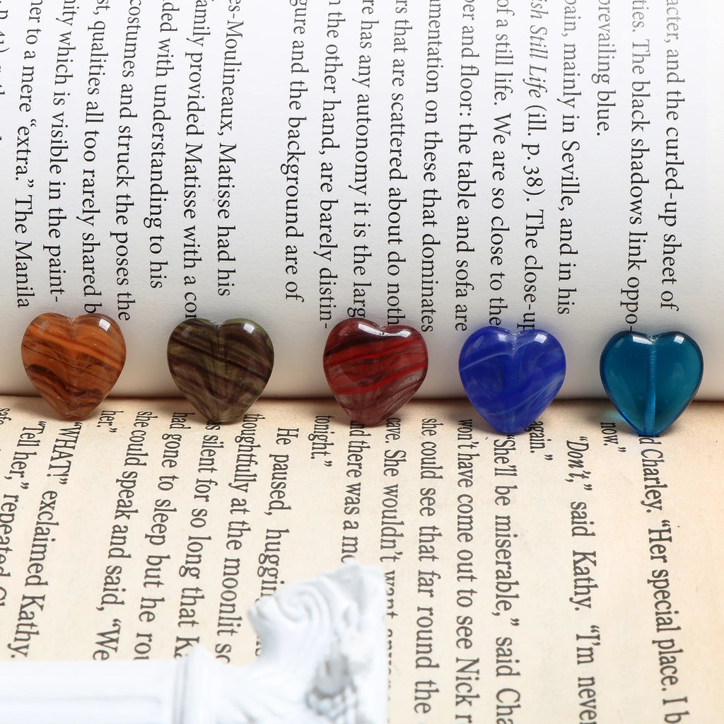 Czech Colored Glaze Love Peach Heart Glass Beads DIY Jewelry Earrings Necklace