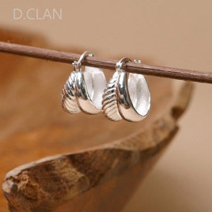 925 Silver Double Arc Croissant Hoop Earrings Fine Jewelry Gift