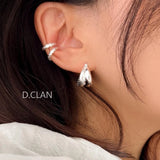 925 Silver Double Arc Croissant Hoop Earrings Fine Jewelry Gift