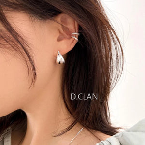 925 Silver Double Arc Croissant Hoop Earrings Fine Jewelry Gift