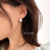 925 Silver Double Arc Croissant Hoop Earrings Fine Jewelry Gift