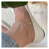925 Silver Beaded Chain Anklets for Women