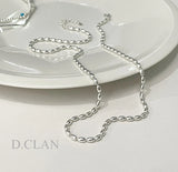 925 Silver Oval Beaded Chain Necklace Fine Jewelry Gift Women Men