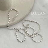925 Silver Oval Beaded Chain Necklace Fine Jewelry Gift Women Men