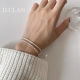 925 Silver Oval Beaded Double Layer Bracelet Fine Jewelry Gift Women