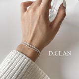 925 Silver Oval Beaded Double Layer Bracelet Fine Jewelry Gift Women