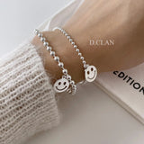 925 Silver Smile Face Smiley Ball Chain Bracelet