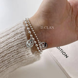 925 Silver Smile Face Smiley Ball Chain Bracelet