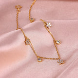 925 Silver Sterling Star Mini Anklet Foot Accessories Zircon Gift for Women