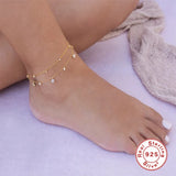 925 Silver Sterling Star Mini Anklet Foot Accessories Zircon Gift for Women