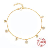 925 Silver Sterling Star Mini Anklet Foot Accessories Zircon Gift for Women