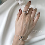 925 Silver Twist Two Ball Open Adjustable Bracelet Wristband Gift