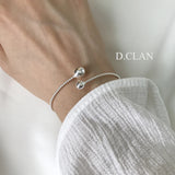 925 Silver Twist Two Ball Open Adjustable Bracelet Wristband Gift