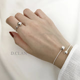 925 Silver Twist Two Ball Open Adjustable Bracelet Wristband Gift