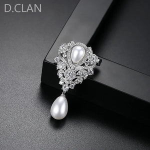 Zircon Big Pearl Brooch Wedding Party Birthday Gift